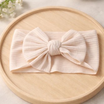 Βρεφική Κορδέλα με φιόγκο Beige soft bow 81113